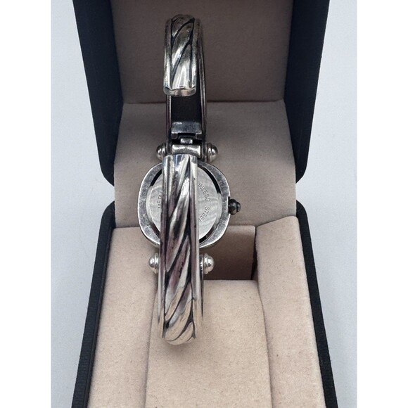 Vintage Pedre Watch Women Silver Tone Square Open Hinge Band Needs Battery - Picture 7 of 10